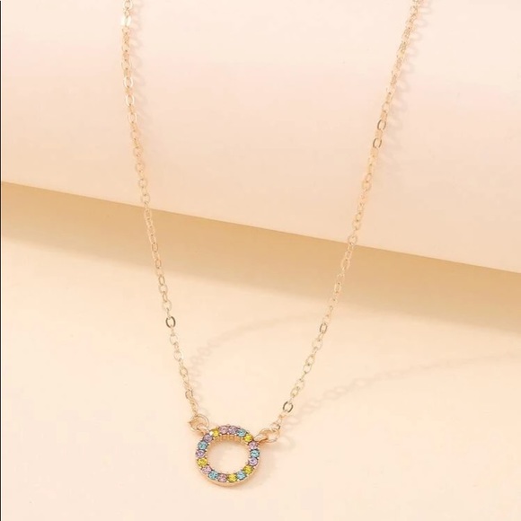 🎀 Lovely Multicolored Round Rhinestone Necklace - Picture 3 of 4